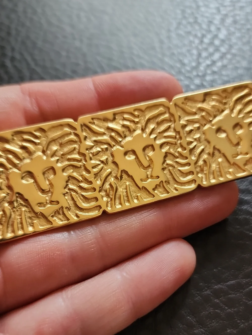 Anne Klein Gold Lion Motif Bar Brooch